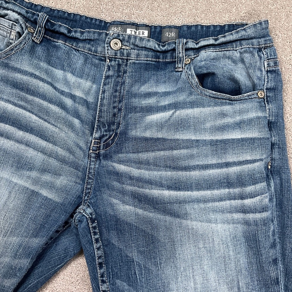 BKE Tyler Jeans Mens 42R Blue Whisker Straight Leg Y2K Rock Casual Stretch Denim - Picture 2 of 12